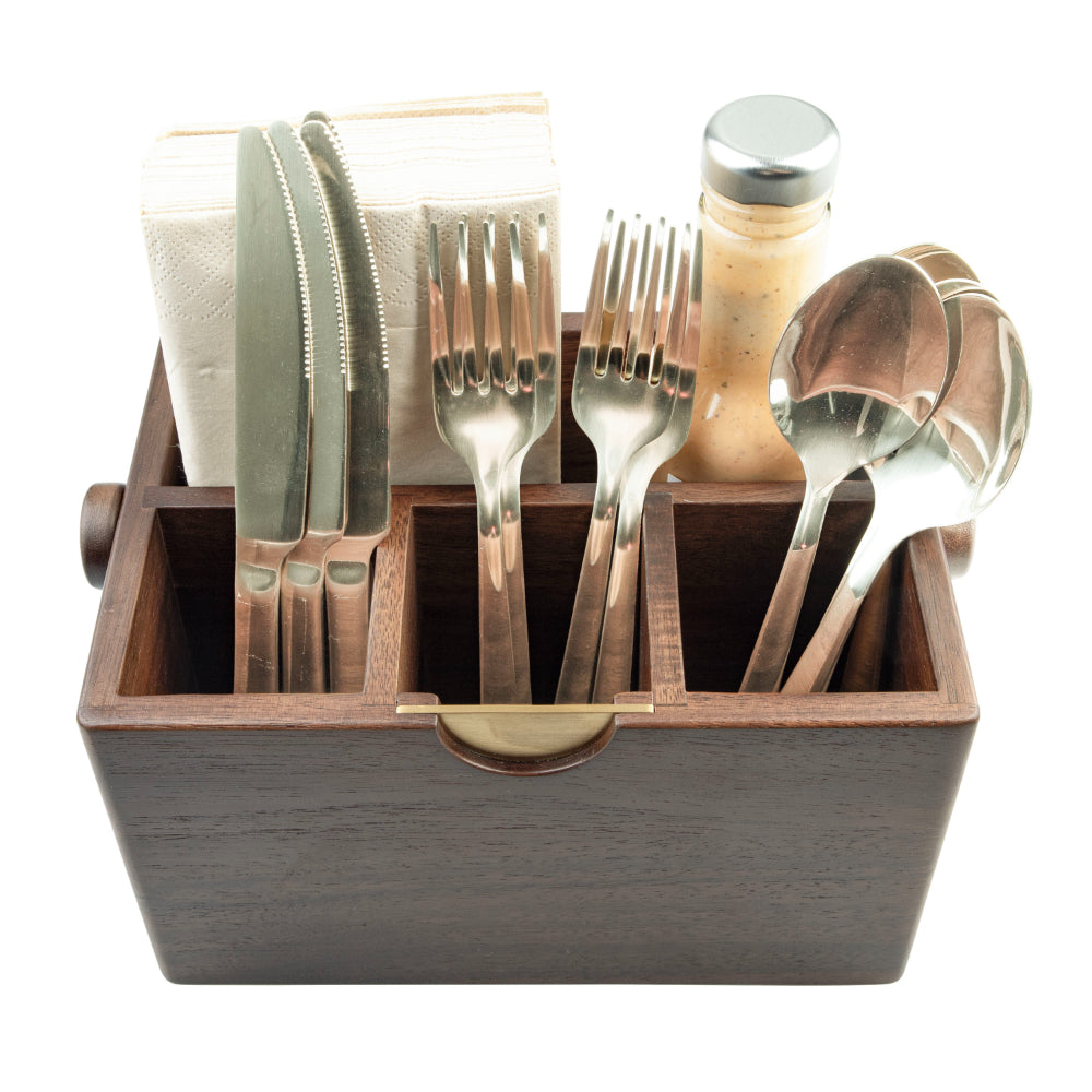 Alfresco Lane Acacia Wood Cutlery Caddy