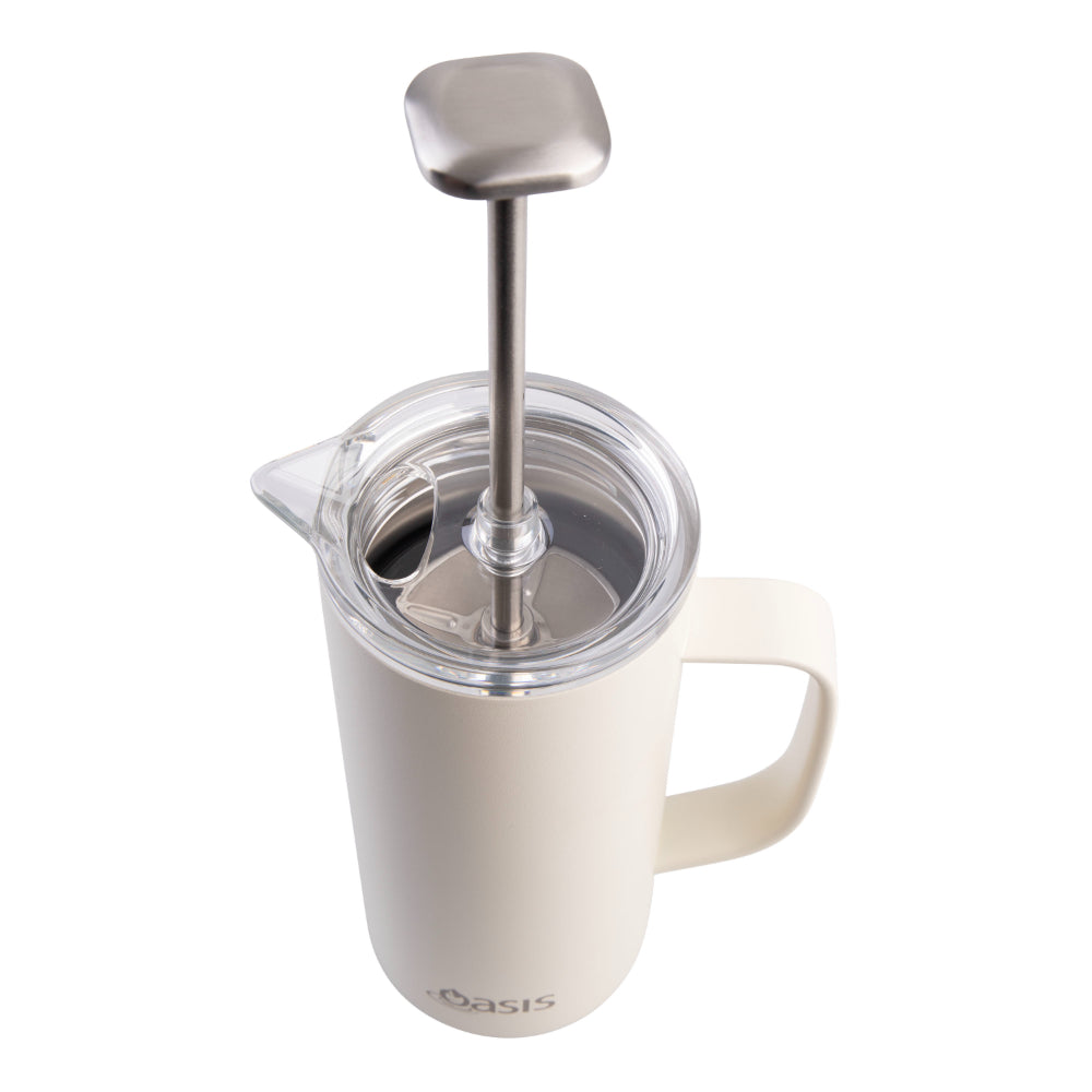 Oasis Stainless Steel Double Wall Insulated Coffee Press 4 Cup Alabaster