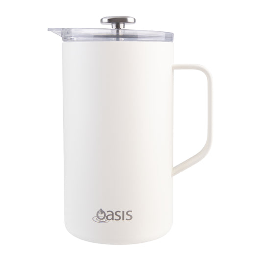 Oasis Stainless Steel Double Wall Insulated Coffee Press 8 Cup Alabaster