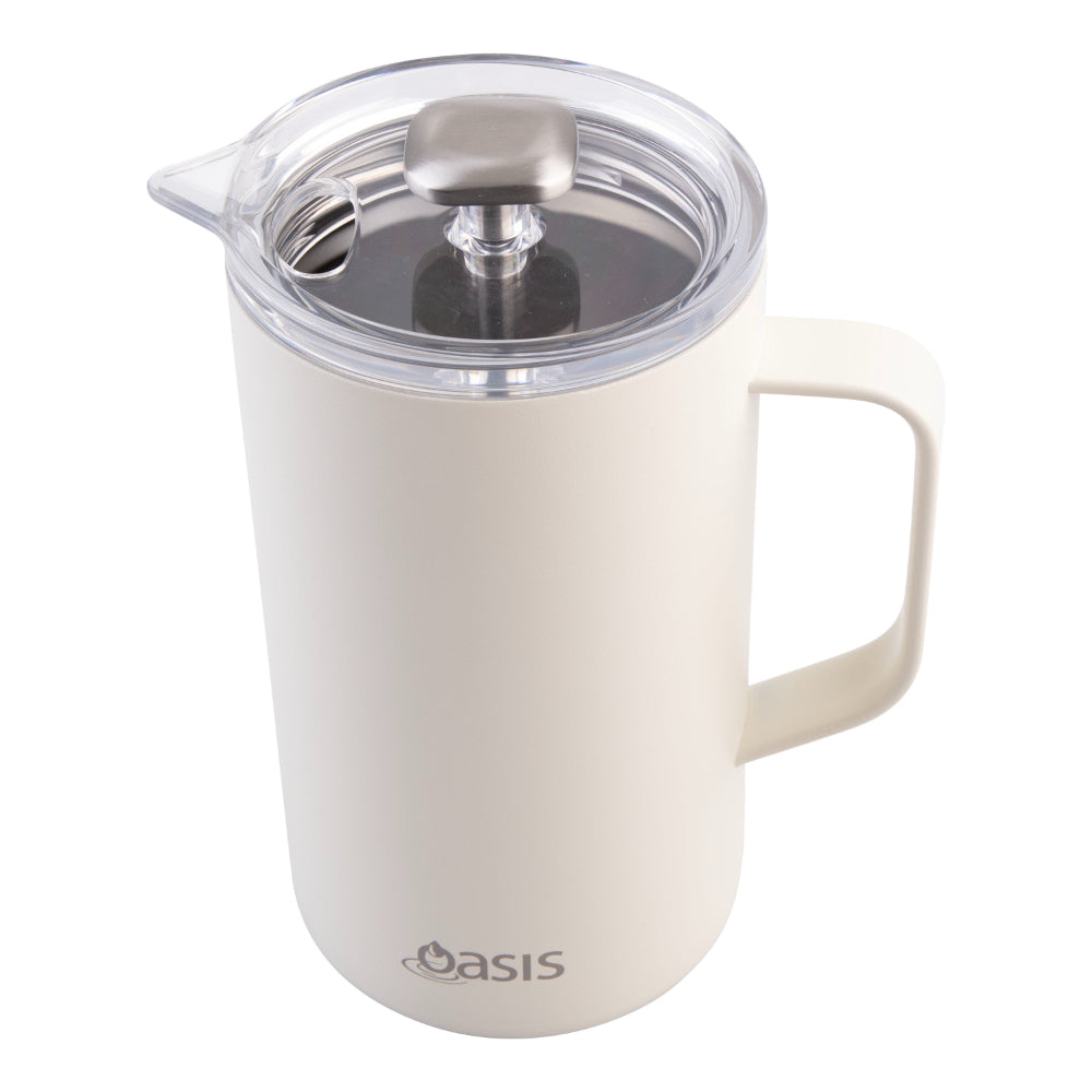 Oasis Stainless Steel Double Wall Insulated Coffee Press 8 Cup Alabaster