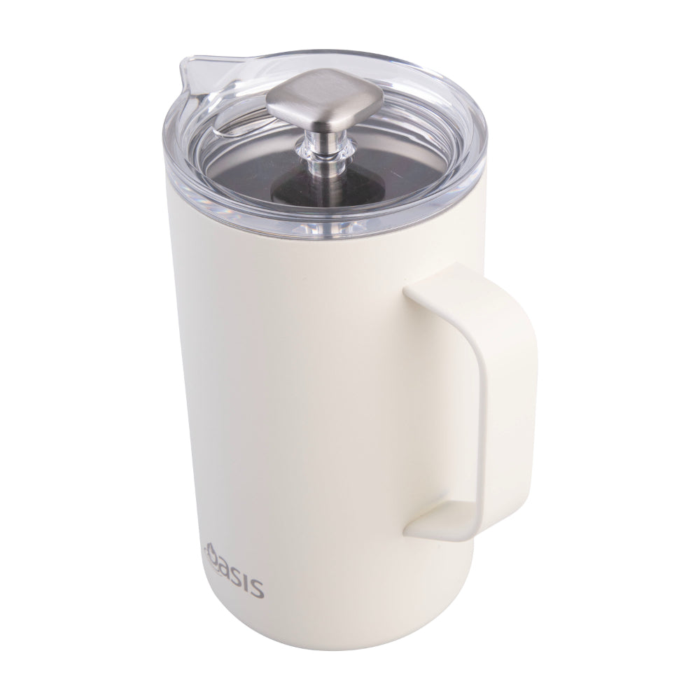 Oasis Stainless Steel Double Wall Insulated Coffee Press 8 Cup Alabaster