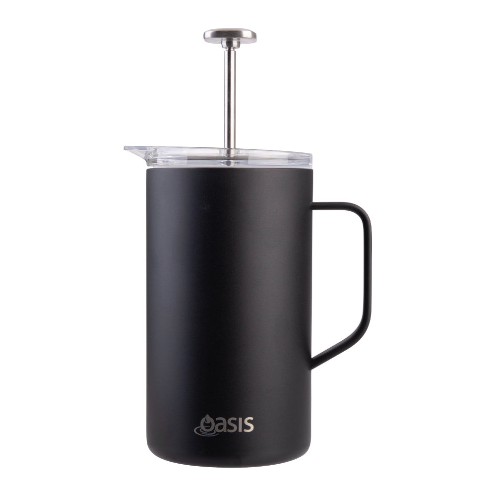 Oasis Stainless Steel Double Wall Insulated Coffee Press 8 Cup Black