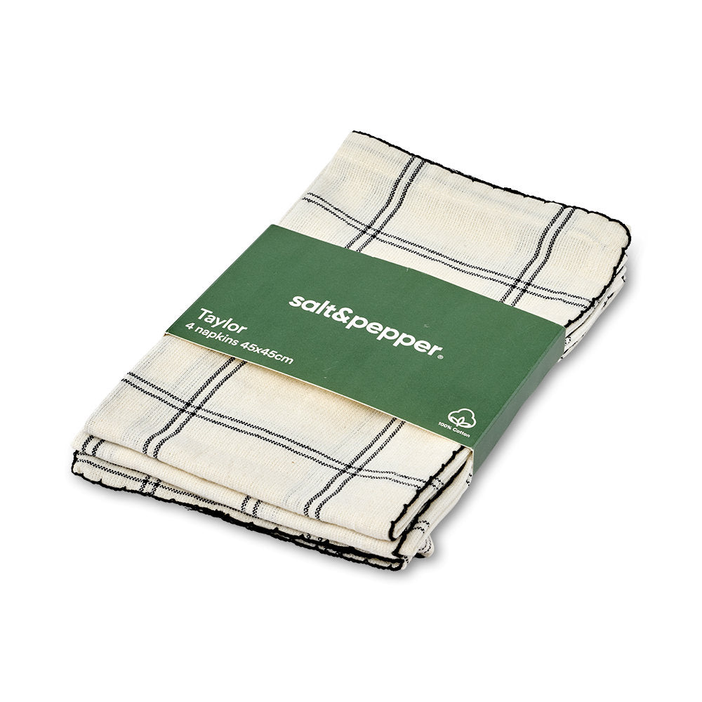 Salt & Pepper Taylor Check Napkin 45x45cm Set of 4