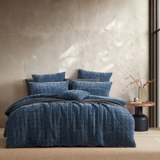 Platinum Collection Apollo Quilt Cover Set Indigo