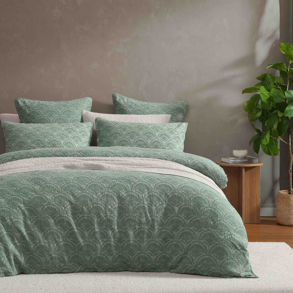 Platinum Collection Palmera Quilt Cover Set Sage
