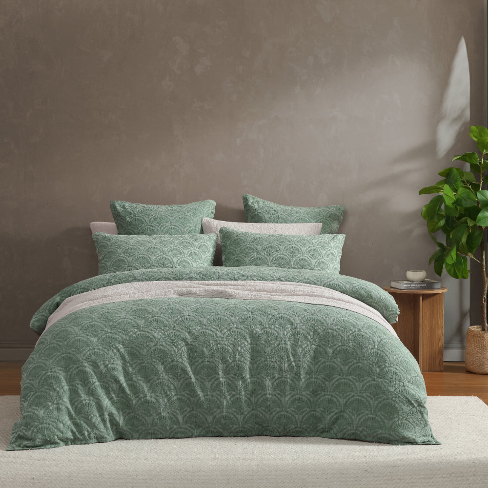 Platinum Collection Palmera Quilt Cover Set Sage