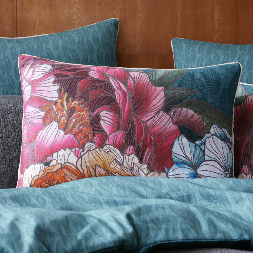 Logan & Mason Bloomscape Quilt Cover Set Teal