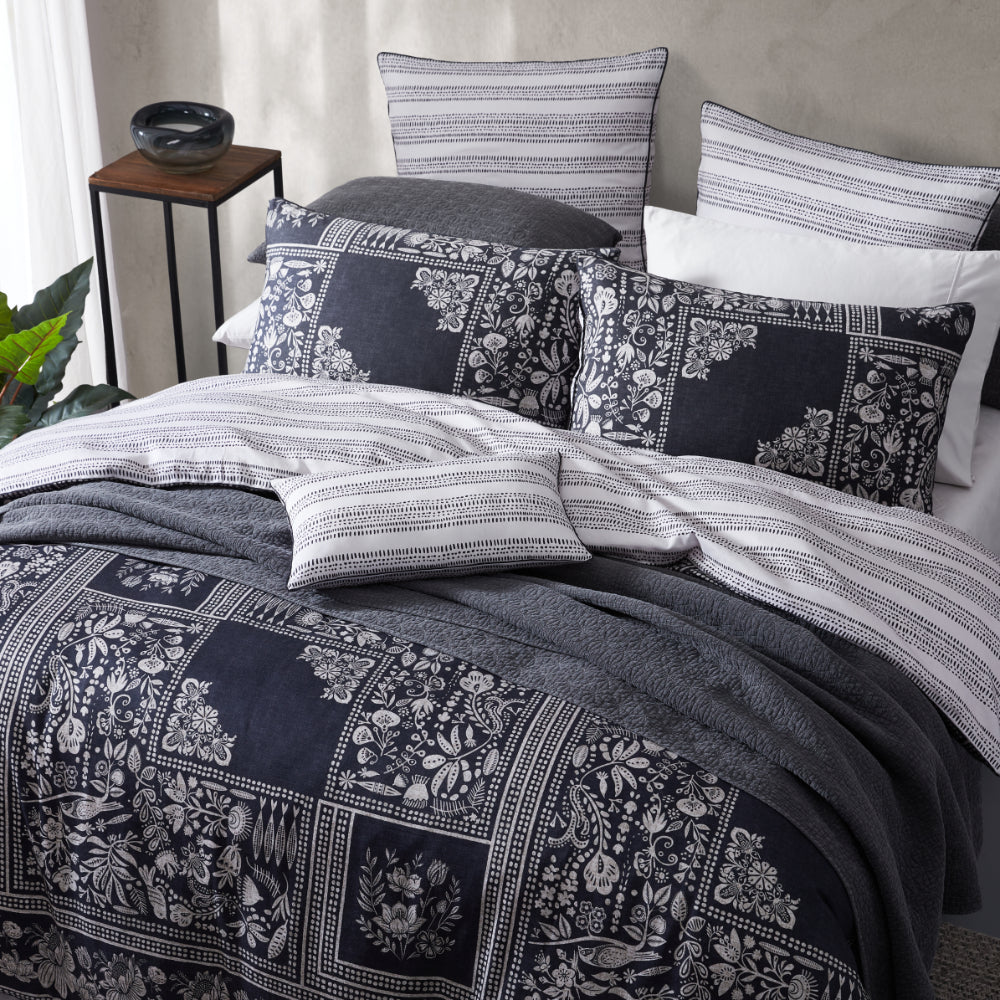 Logan & Mason Ebony Quilt Cover Set Black