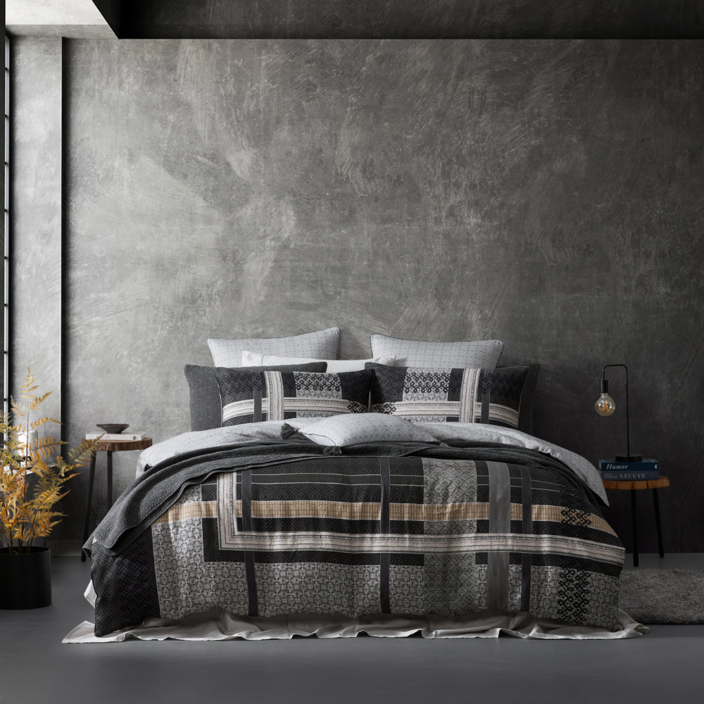Logan & Mason Kori Quilt Cover Set Charcoal