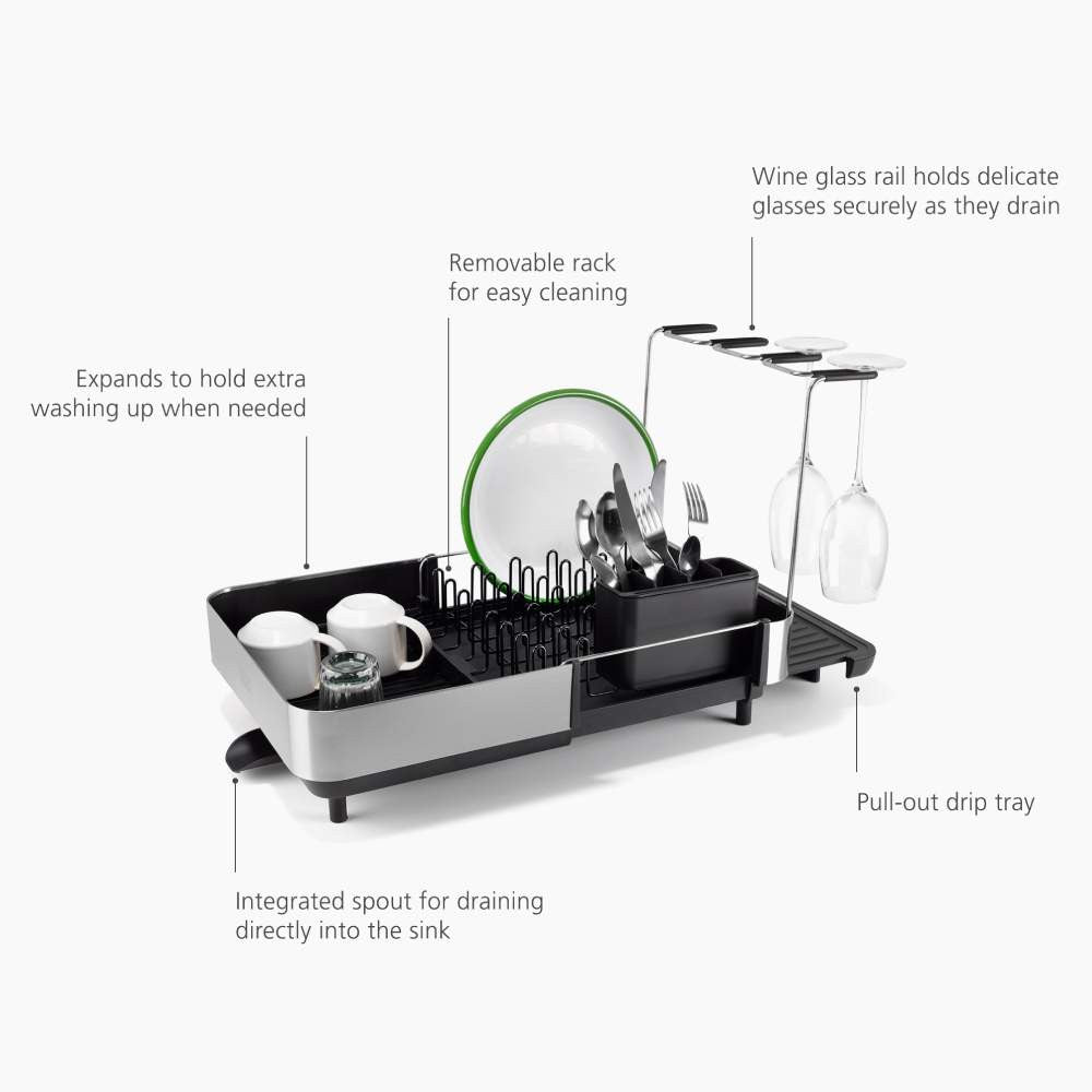 Joseph Joseph Extend Steel Plus Dish Rack With Wine Rack