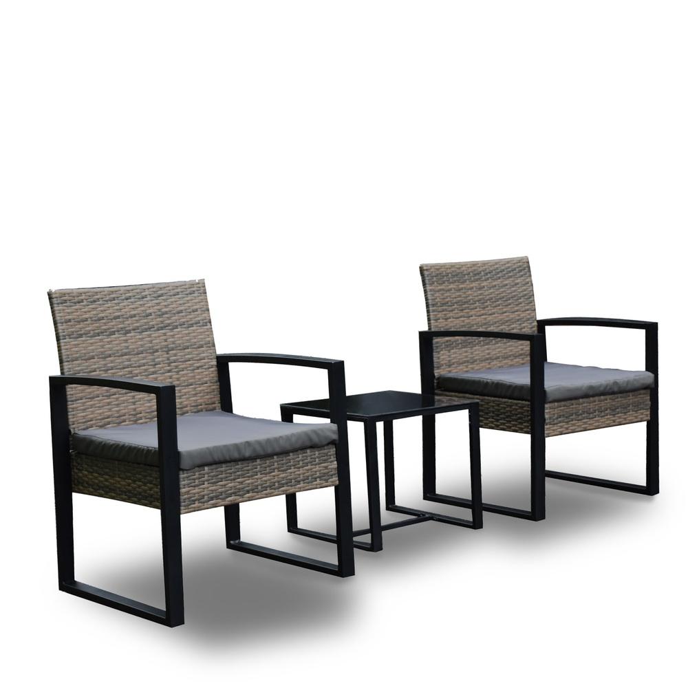 Arcadia Furniture Outdoor Wicker Rattan Patio Set Oatmeal Black