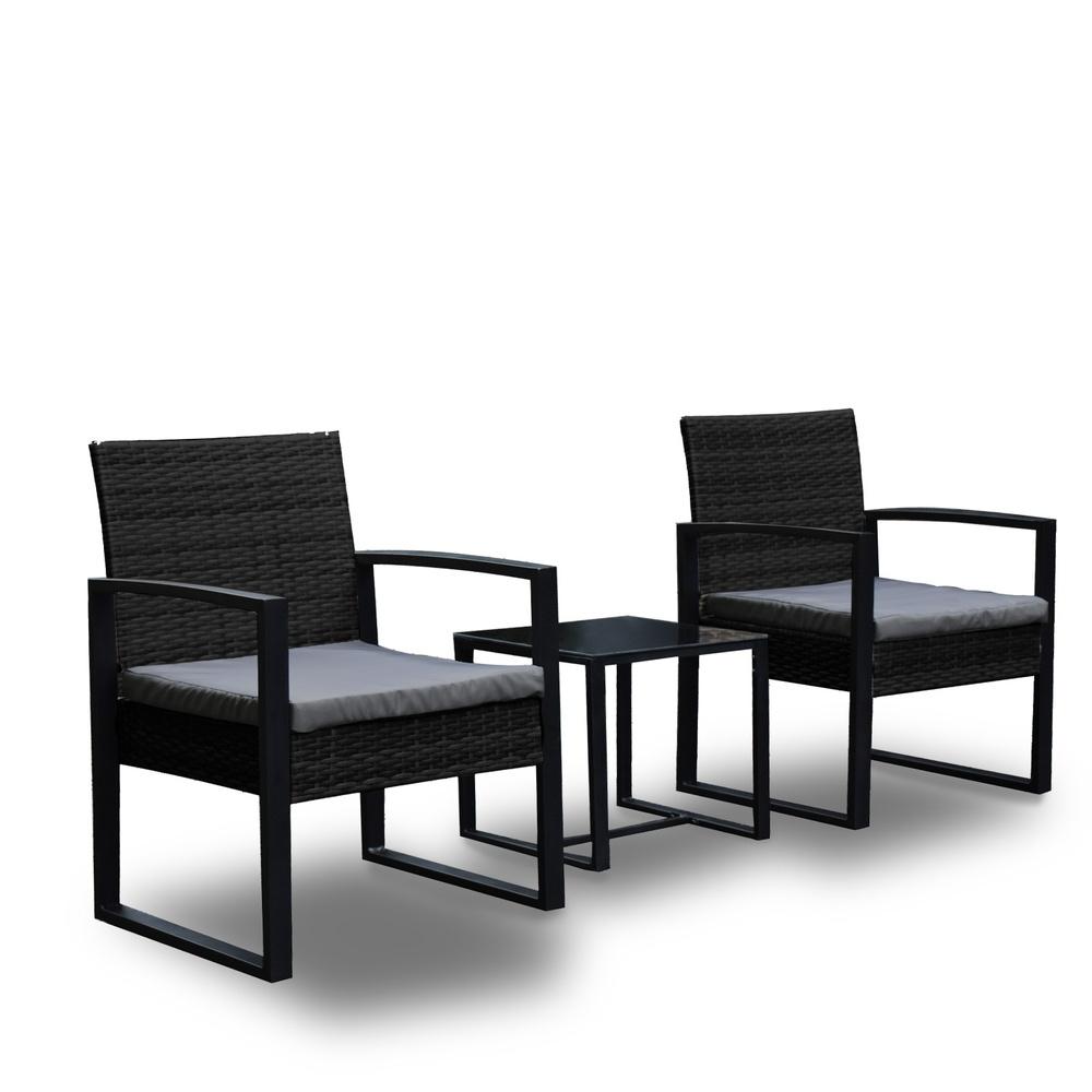Arcadia Furniture Outdoor Wicker Rattan Patio Set Black Grey