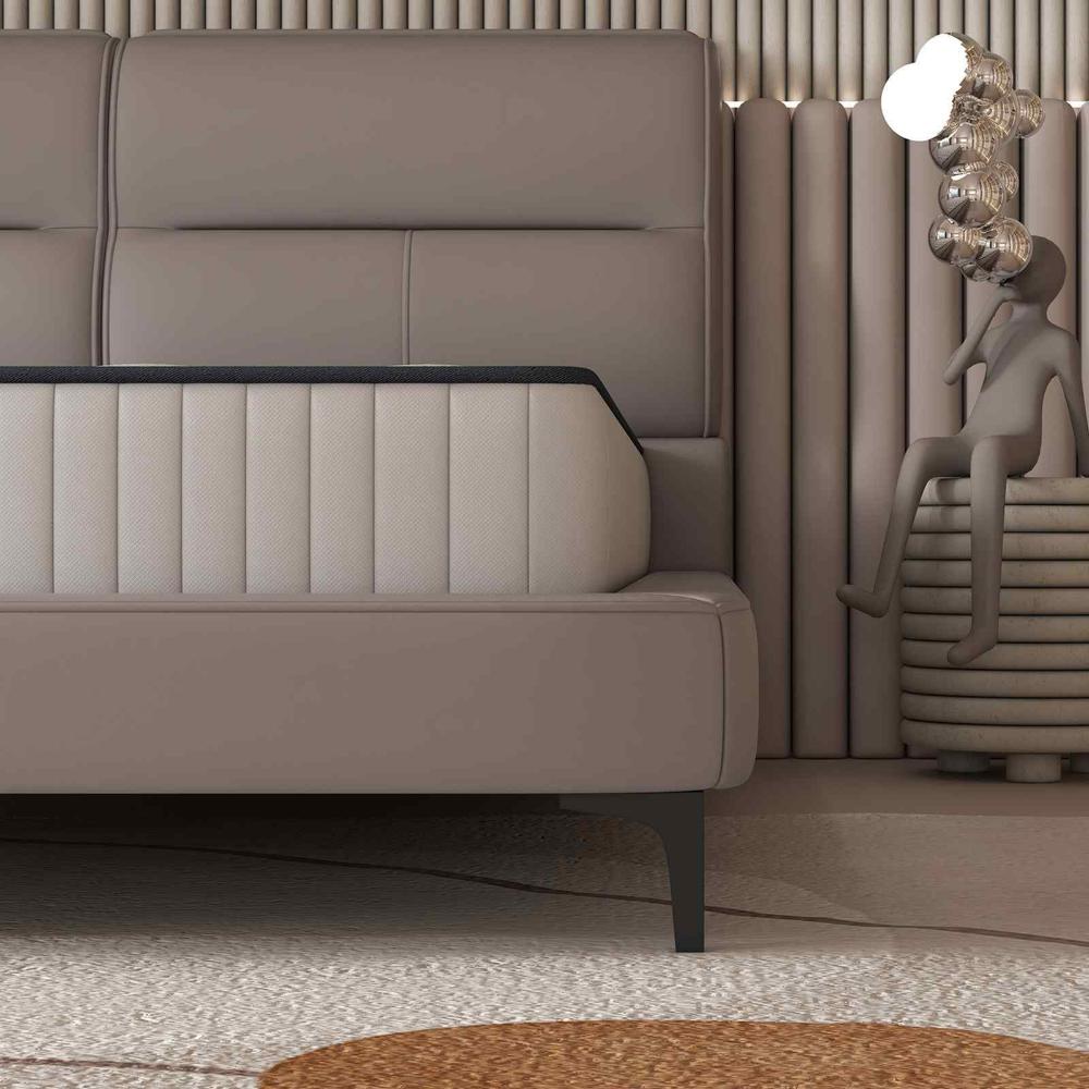 Spring Mattress on beige bedframe in bedroom - House