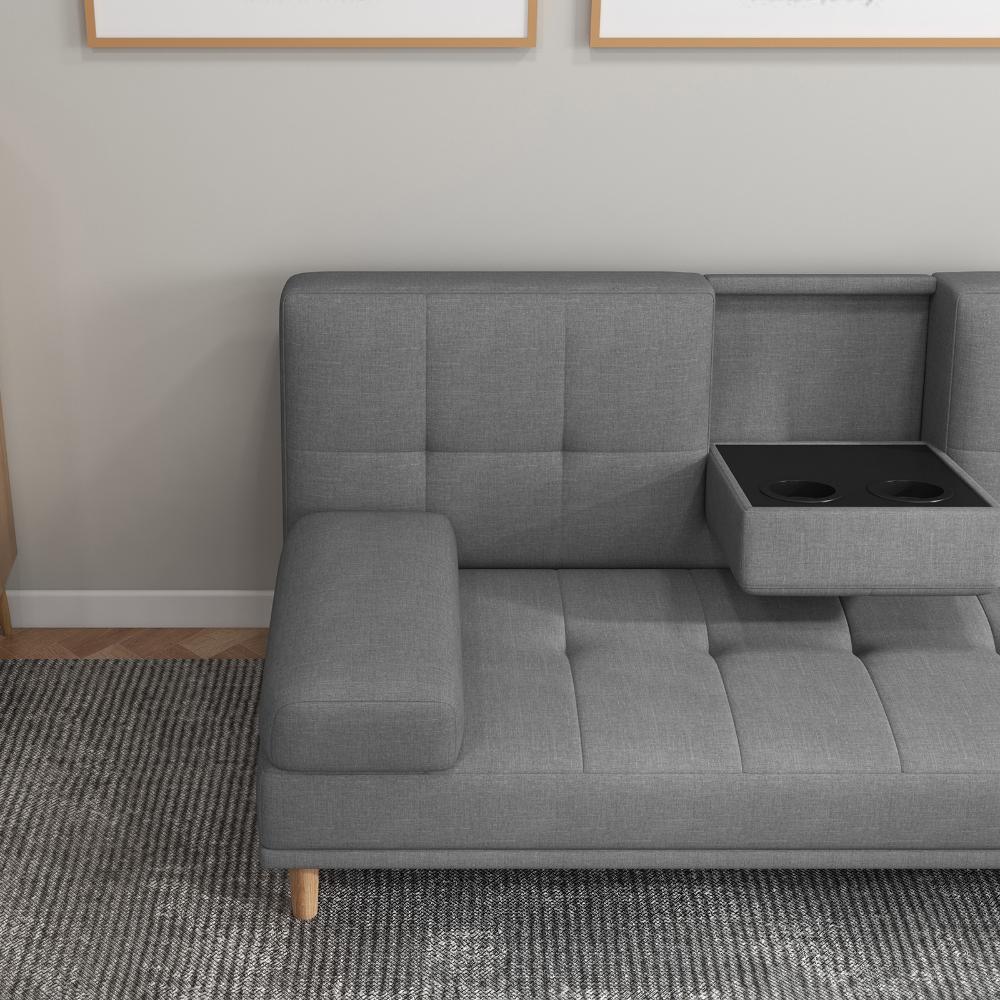 Casa Decor Mendoza Grey 2 In 1 Sofa with Drink Holder