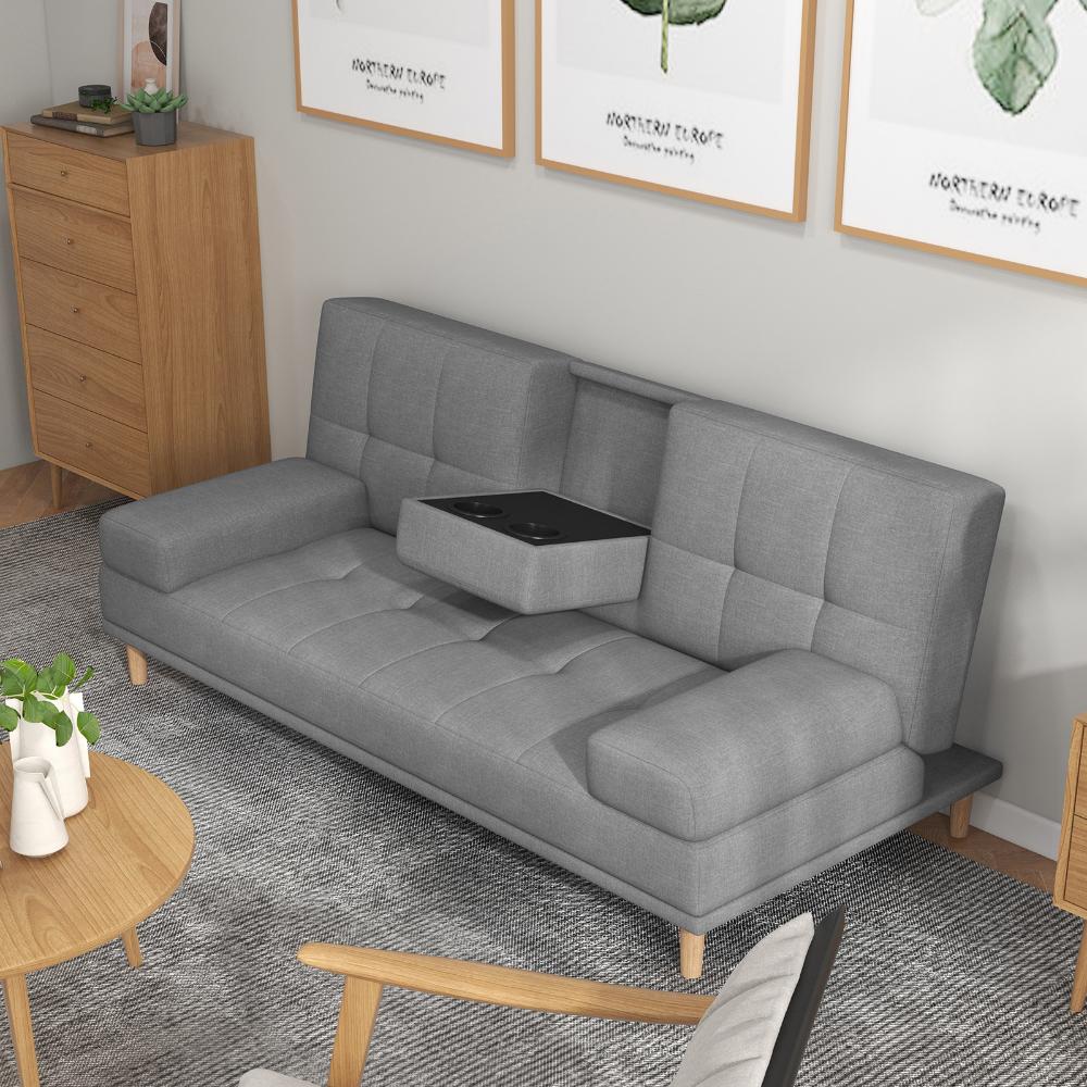 Casa Decor Mendoza Grey 2 In 1 Sofa with Drink Holder