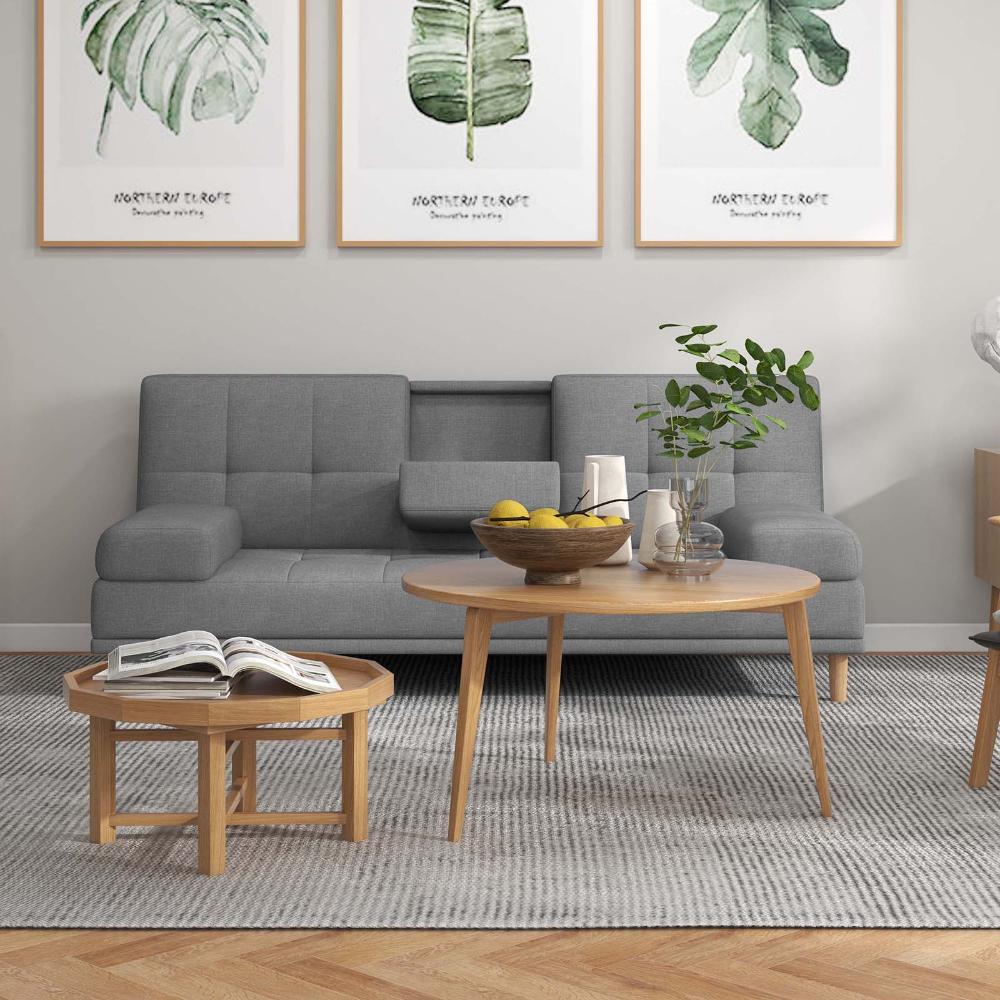 Casa Decor Mendoza Grey 2 In 1 Sofa with Drink Holder