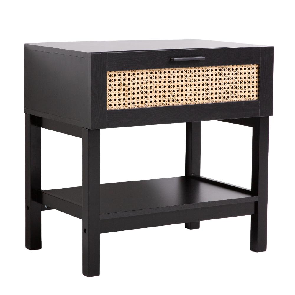 Casa Decor Tulum Black Rattan Bedside Table - House