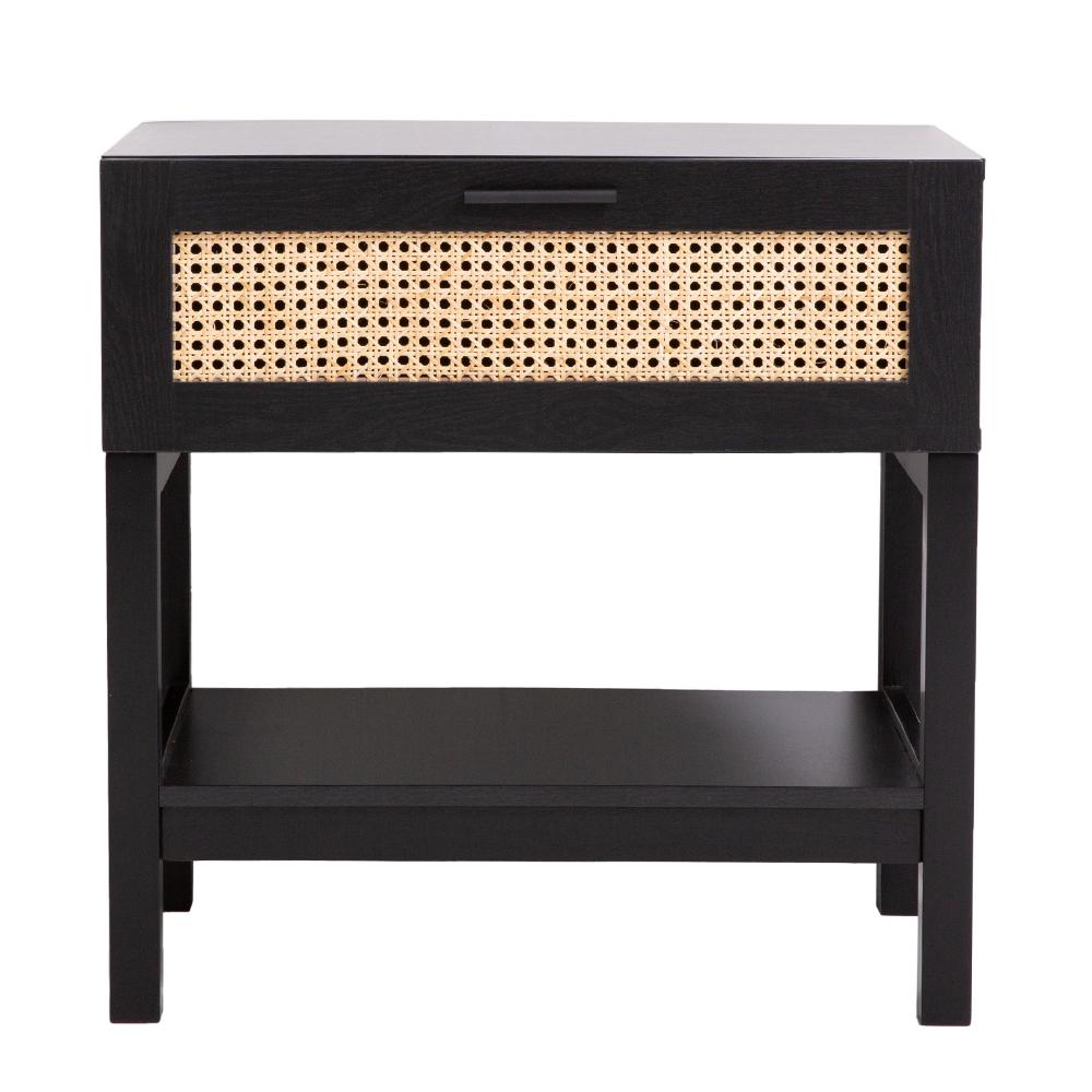 Casa Decor Tulum Black Rattan Bedside Table