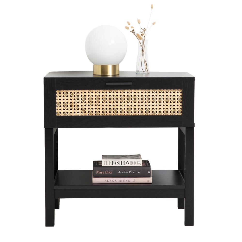 Casa Decor Tulum Black Rattan Bedside Table