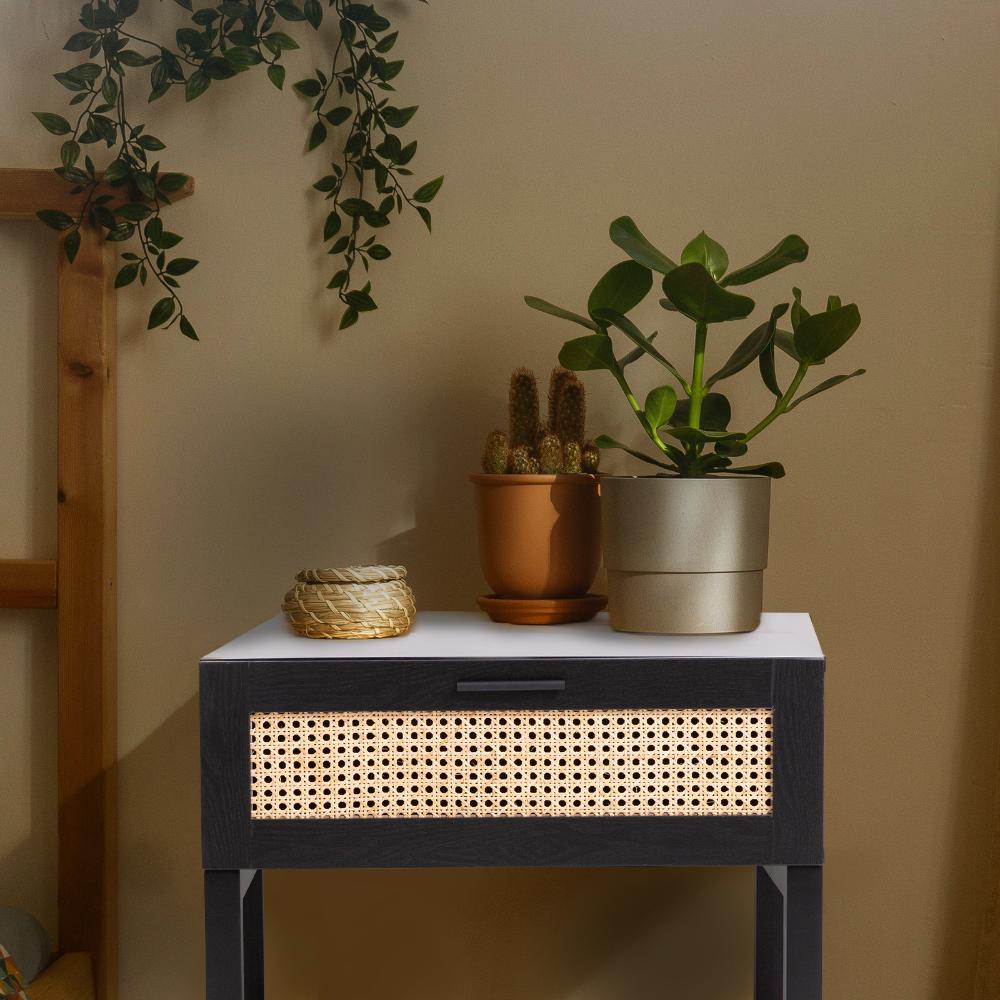 Casa Decor Tulum Black Rattan Bedside Table