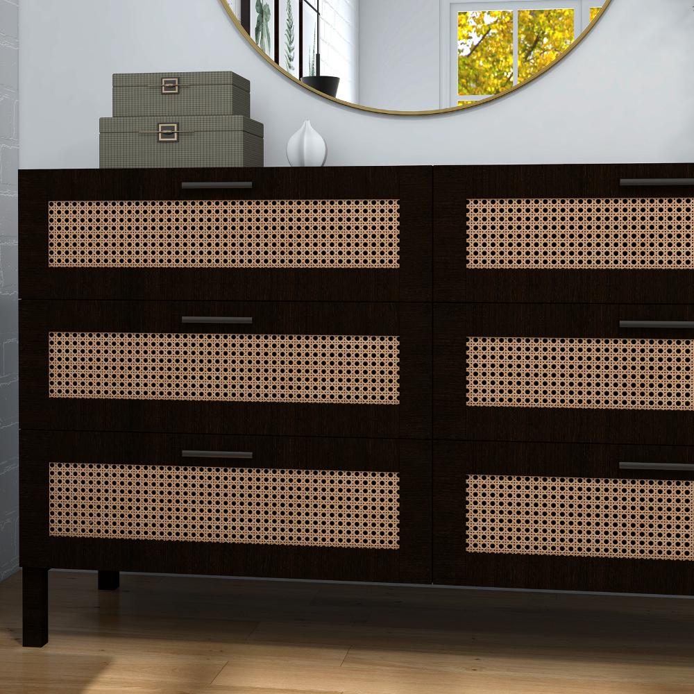 Casa Decor Tulum Black Rattan Chest Of Drawers