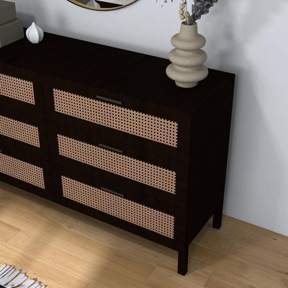 Casa Decor Tulum Black Rattan Chest Of Drawers