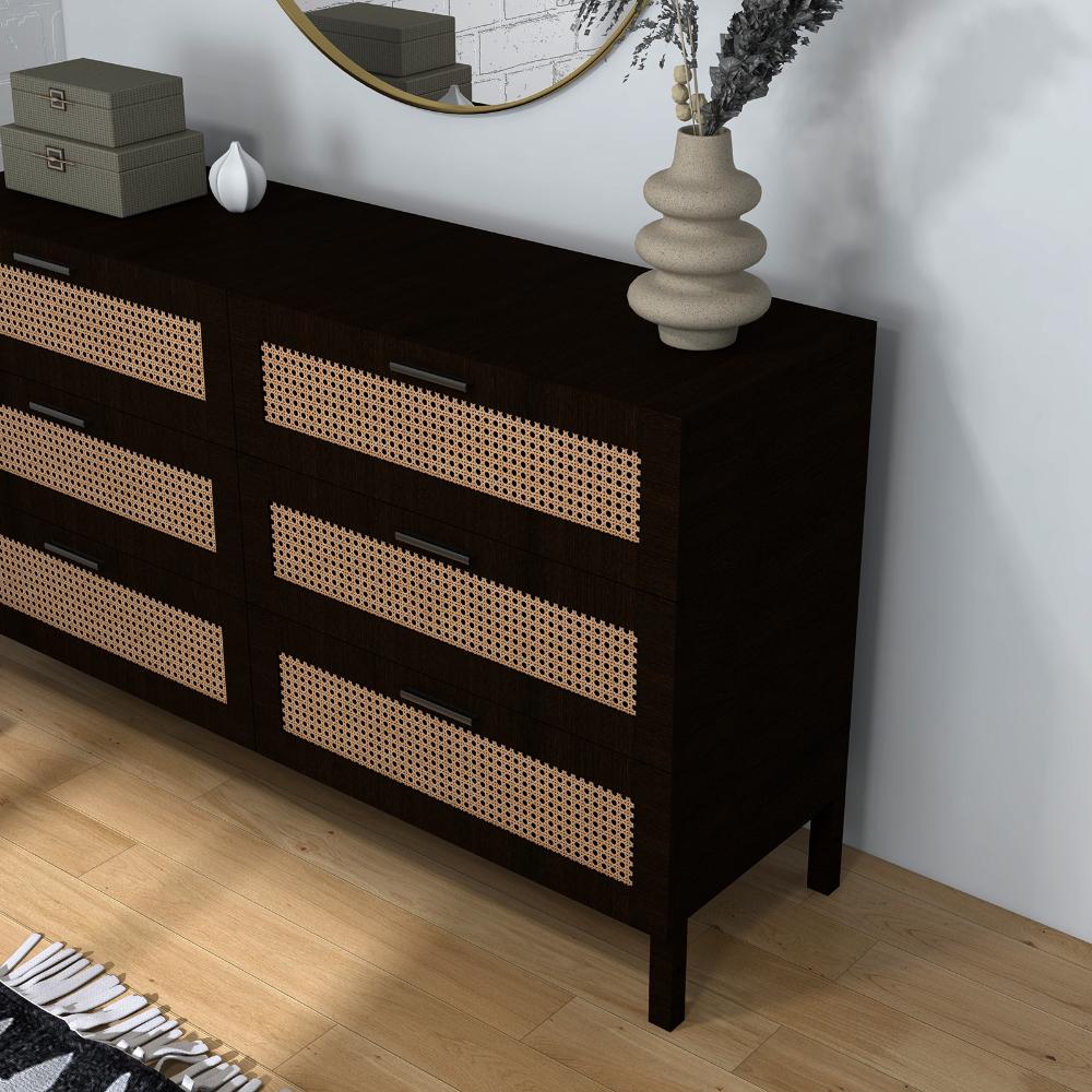 Casa Decor Tulum Black Rattan Chest Of Drawers