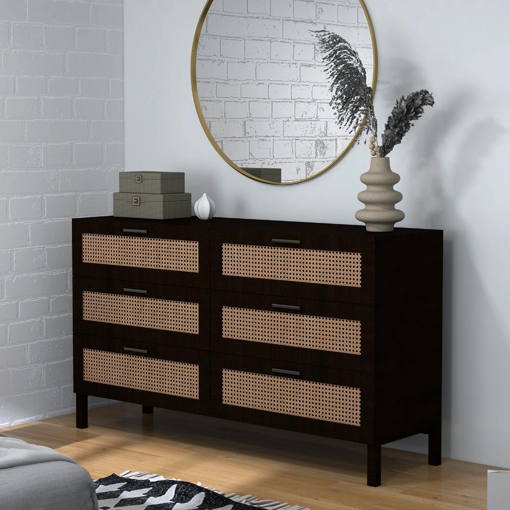 Casa Decor Tulum Black Rattan Chest Of Drawers