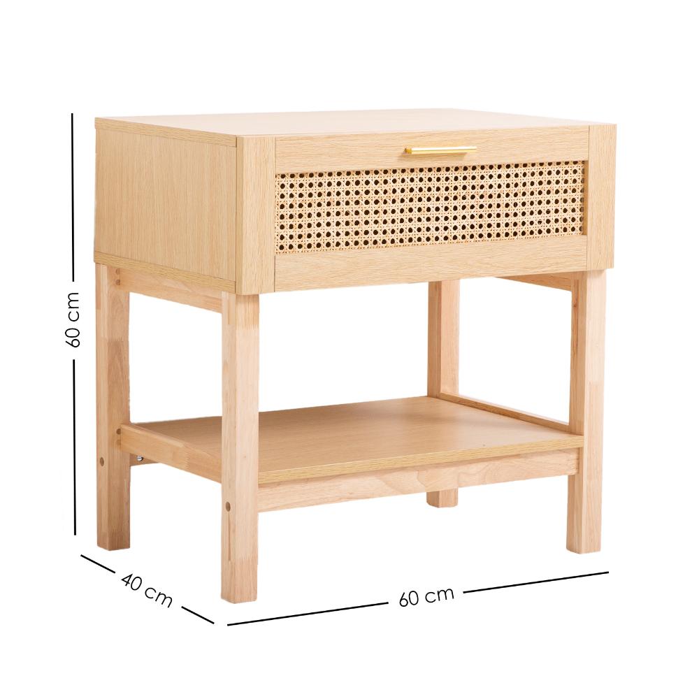 Casa Decor Santiago Oak Rattan Bedside Table