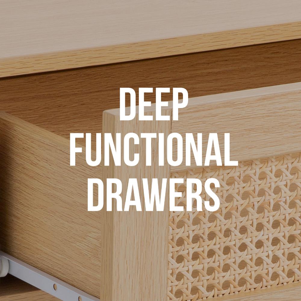 Casa Decor Santiago Oak Rattan Bedside Table