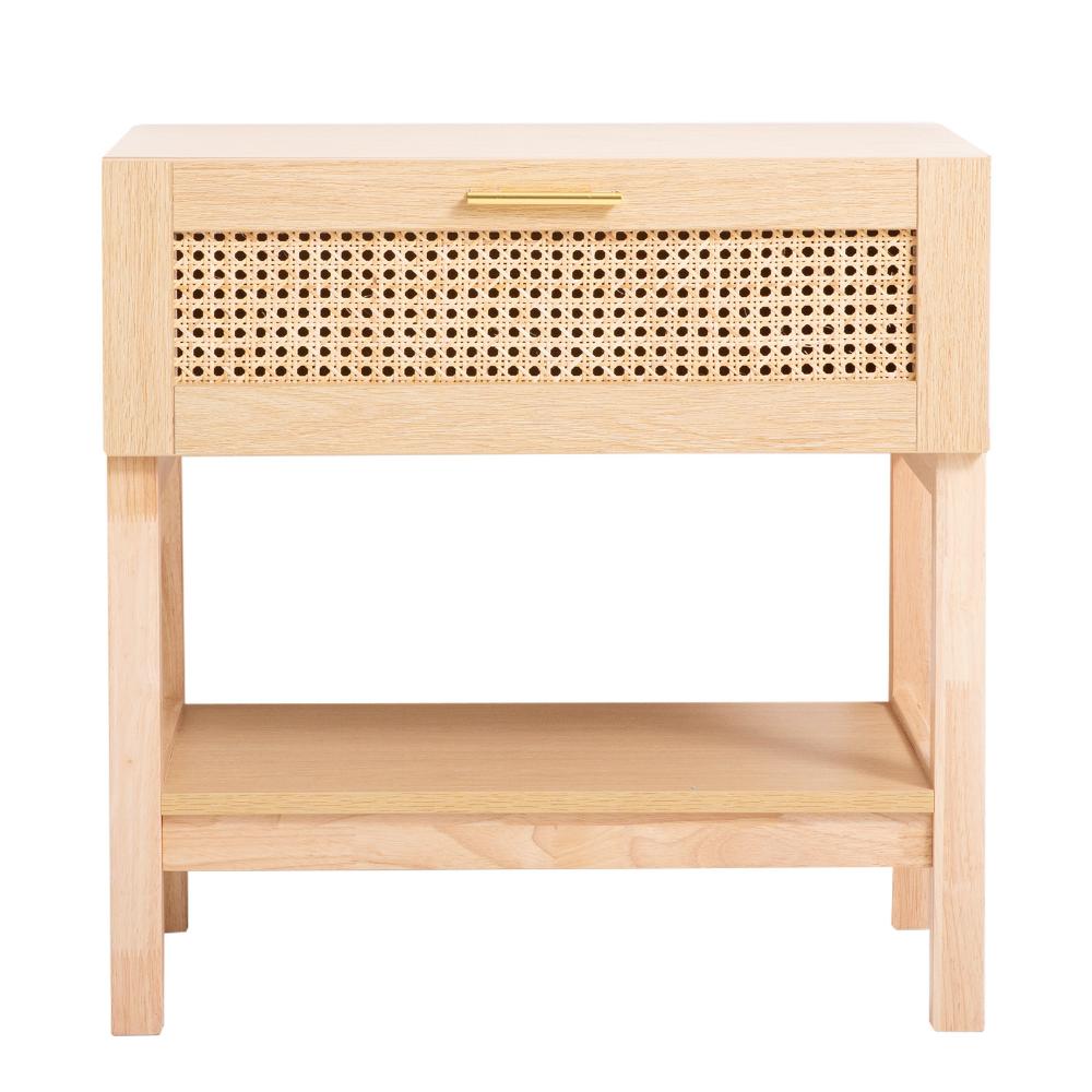 Casa Decor Santiago Oak Rattan Bedside Table