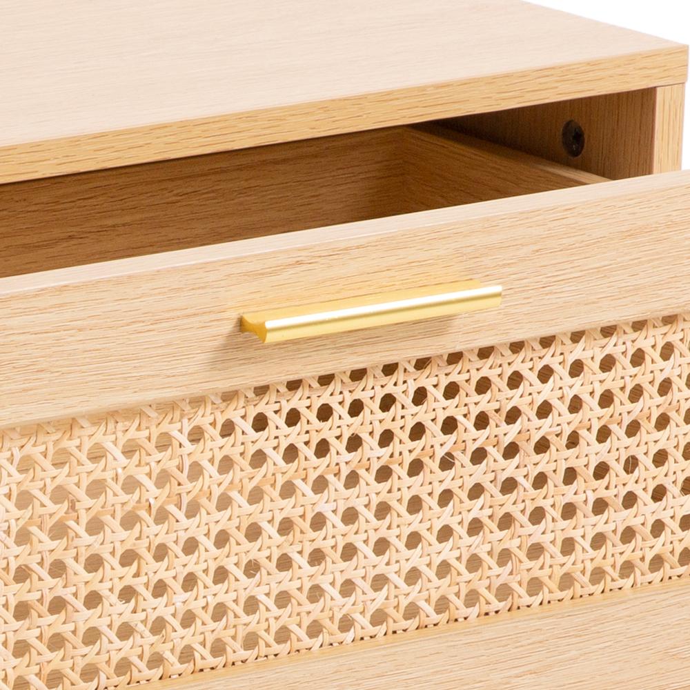 Casa Decor Santiago Oak Rattan Bedside Table