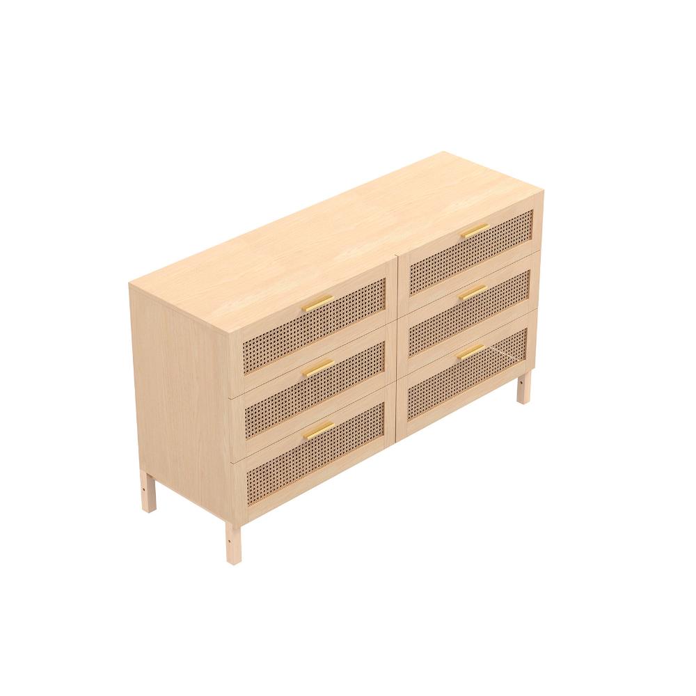 Casa Decor Santiago Oak Rattan Chest Of Drawers
