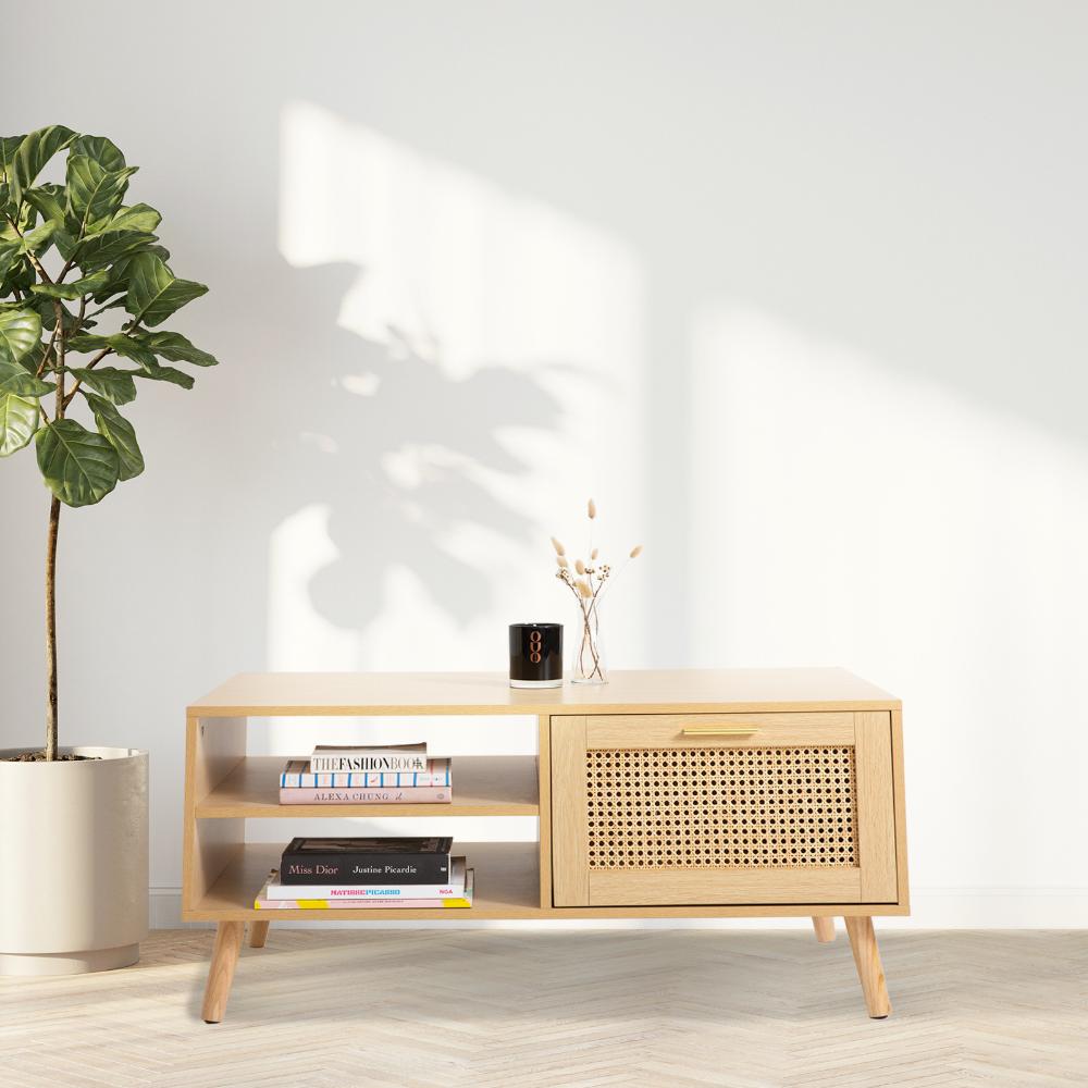 Casa Decor Santiago Oak Rattan Coffee Table