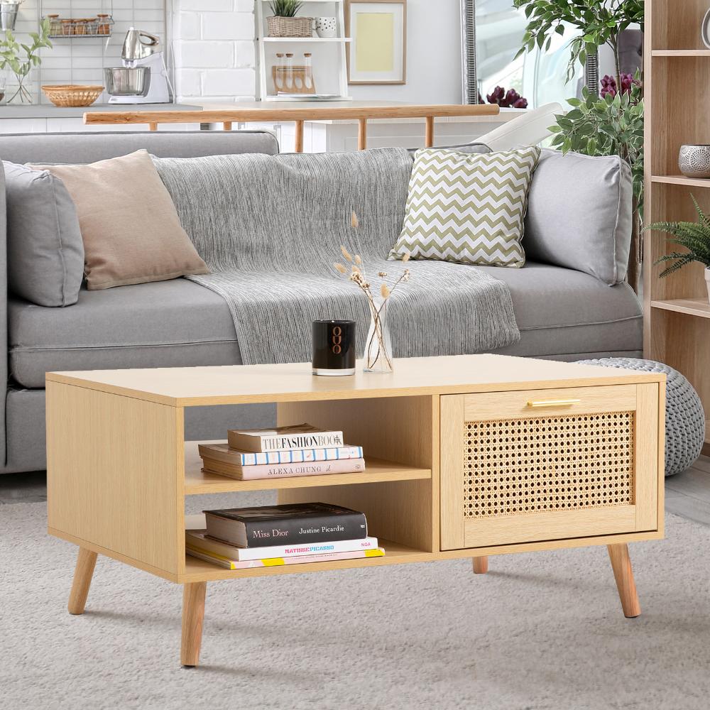 Casa Decor Santiago Oak Rattan Coffee Table
