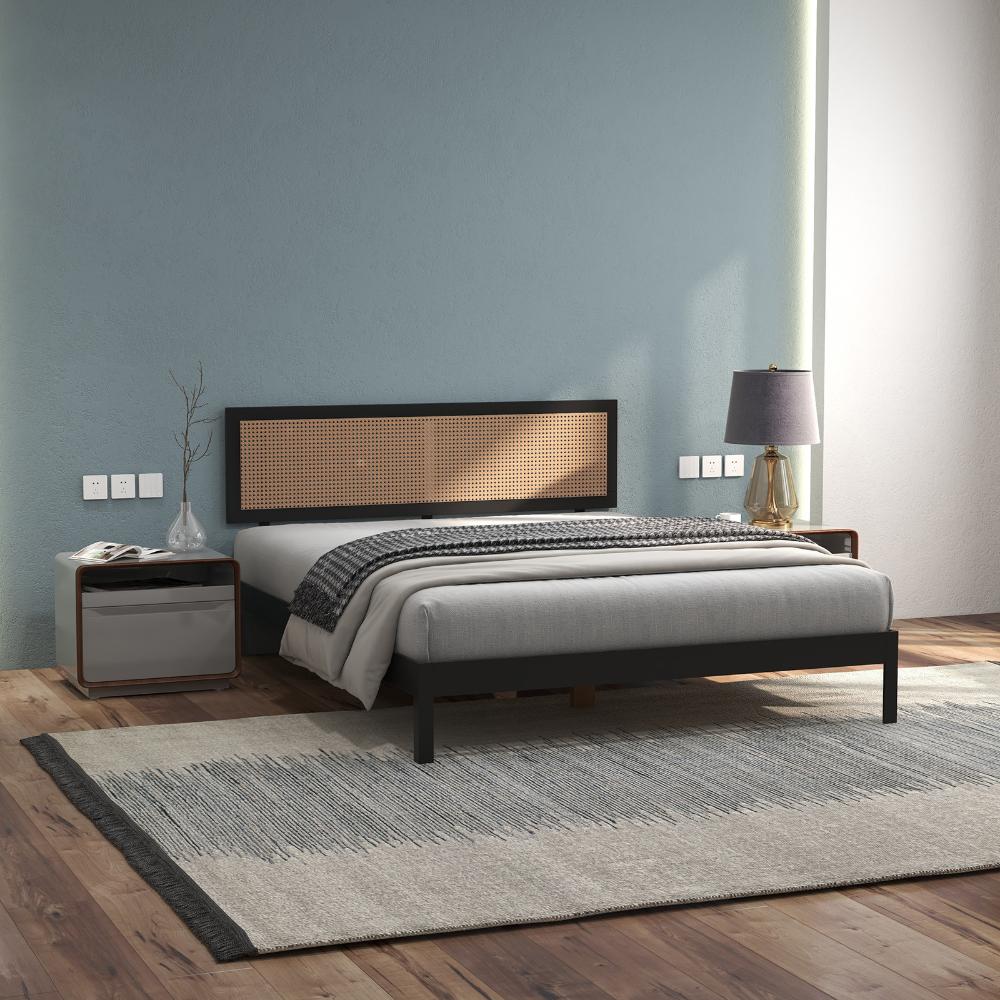 Casa Decor Tulum Rattan Bed Head With Solid Wooden Frame King