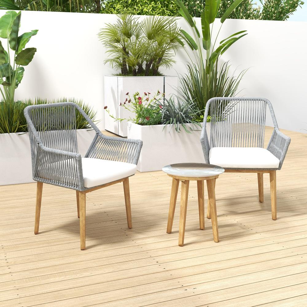 Arcadia Furniture 3 Piece Bistro Set Weather Resistant Outdoor Dark Grey