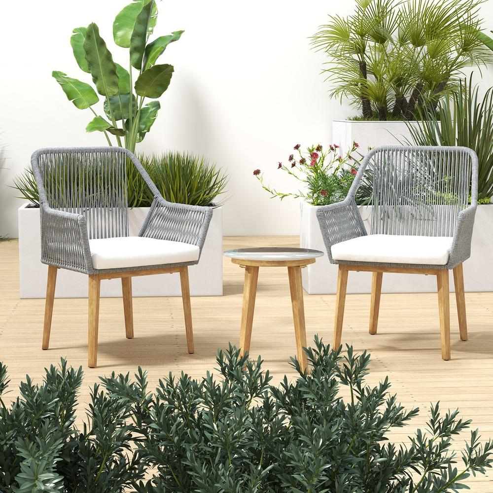 Arcadia Furniture 3 Piece Bistro Set Weather Resistant Outdoor Dark Grey