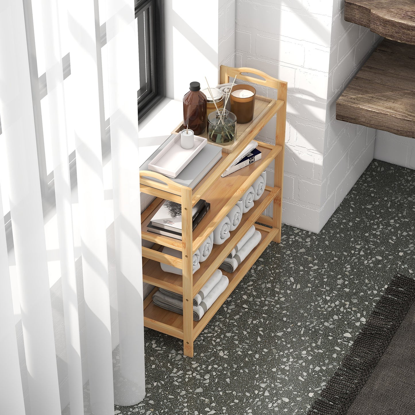 Casa Decor 4 Tier Bamboo Shoe Rack Oak