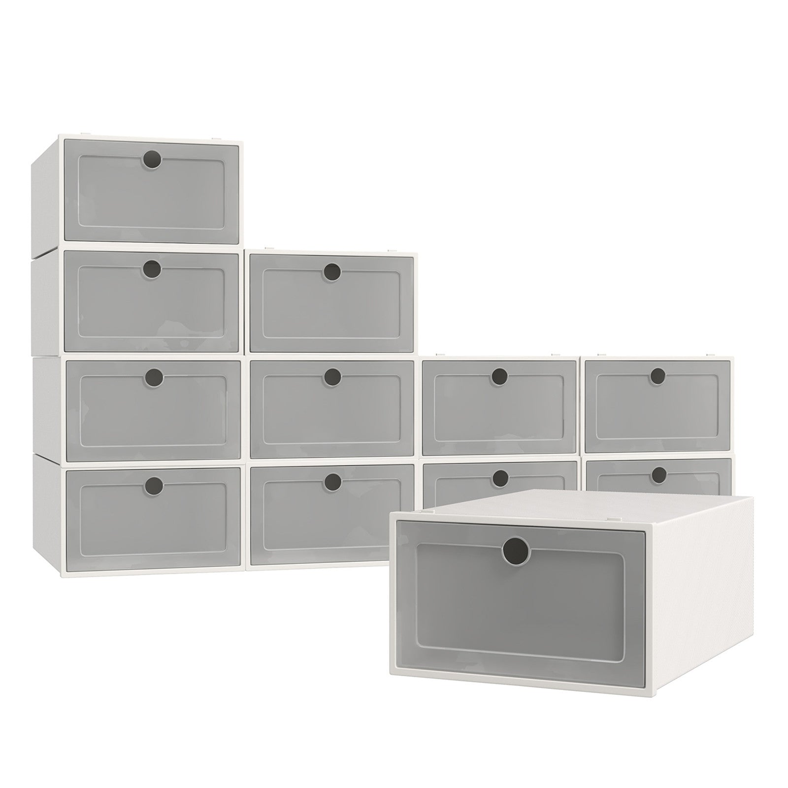 12 Piece Stackable Transparent Shoe Organiser Set - House