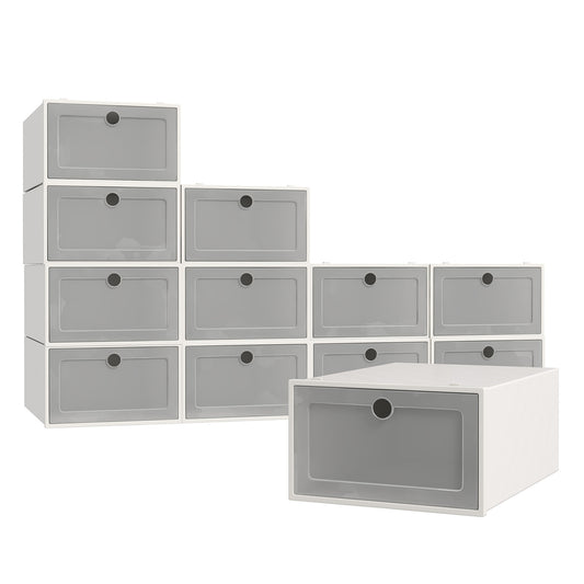 12 Piece Stackable Transparent Shoe Organiser Set - House