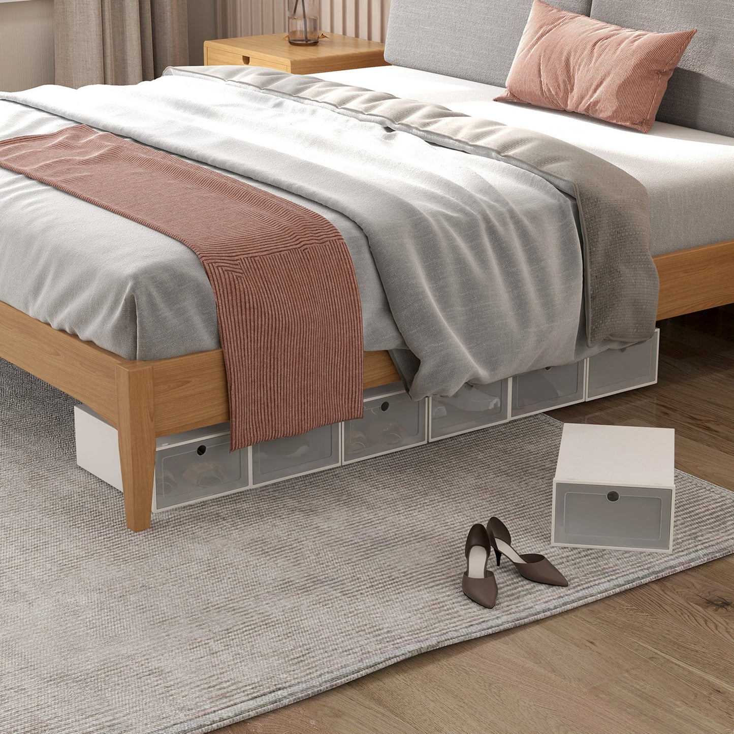 Casa Decor 12 Piece Stackable Transparent Shoe Organiser Set White