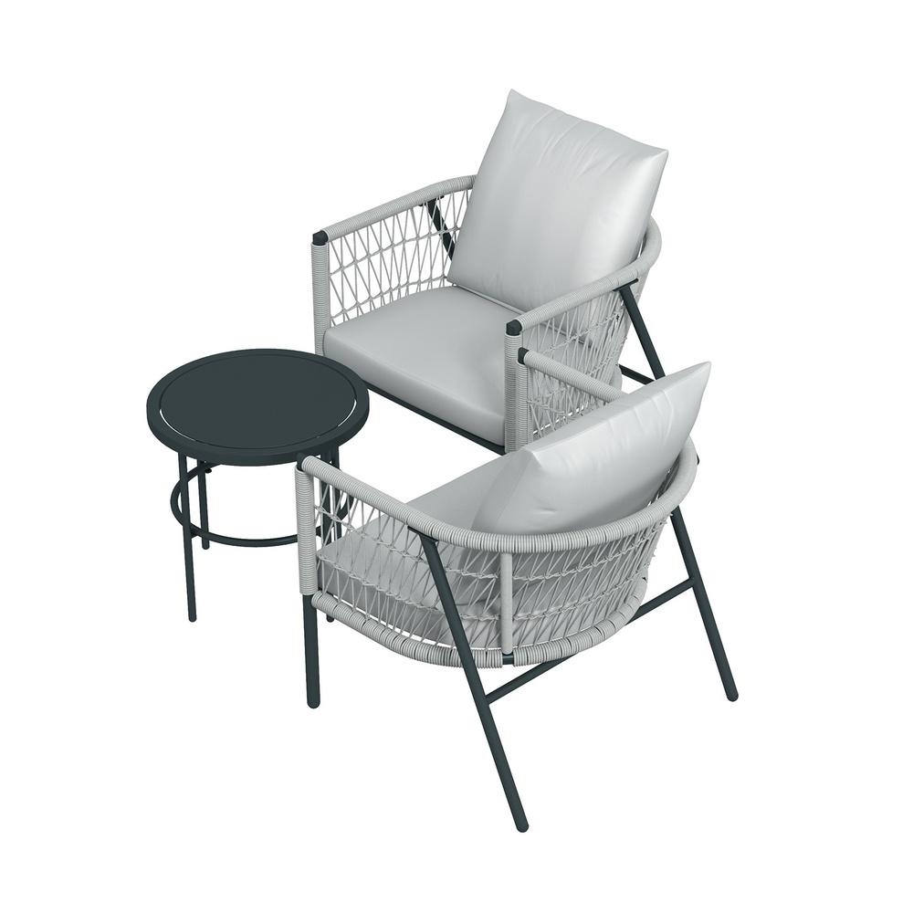 Arcadia Furniture Reims 3 Piece Patio Outdoor Weather Resistant Set Grey