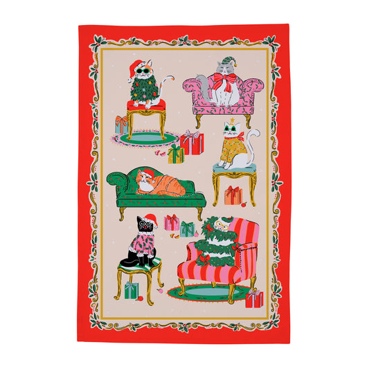 Ulster Weavers Christmas Cool Cats Tea Towel