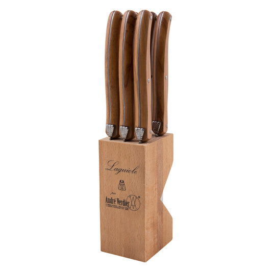 Andre Verdier Debutant Set of 6 Serrated Knives Olive Wood