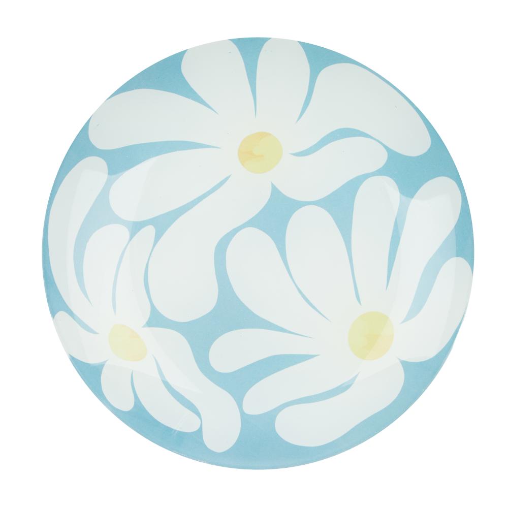 Blue with plate with white flowers -Emporium Lulu Glass Flower Plate 16cm - House