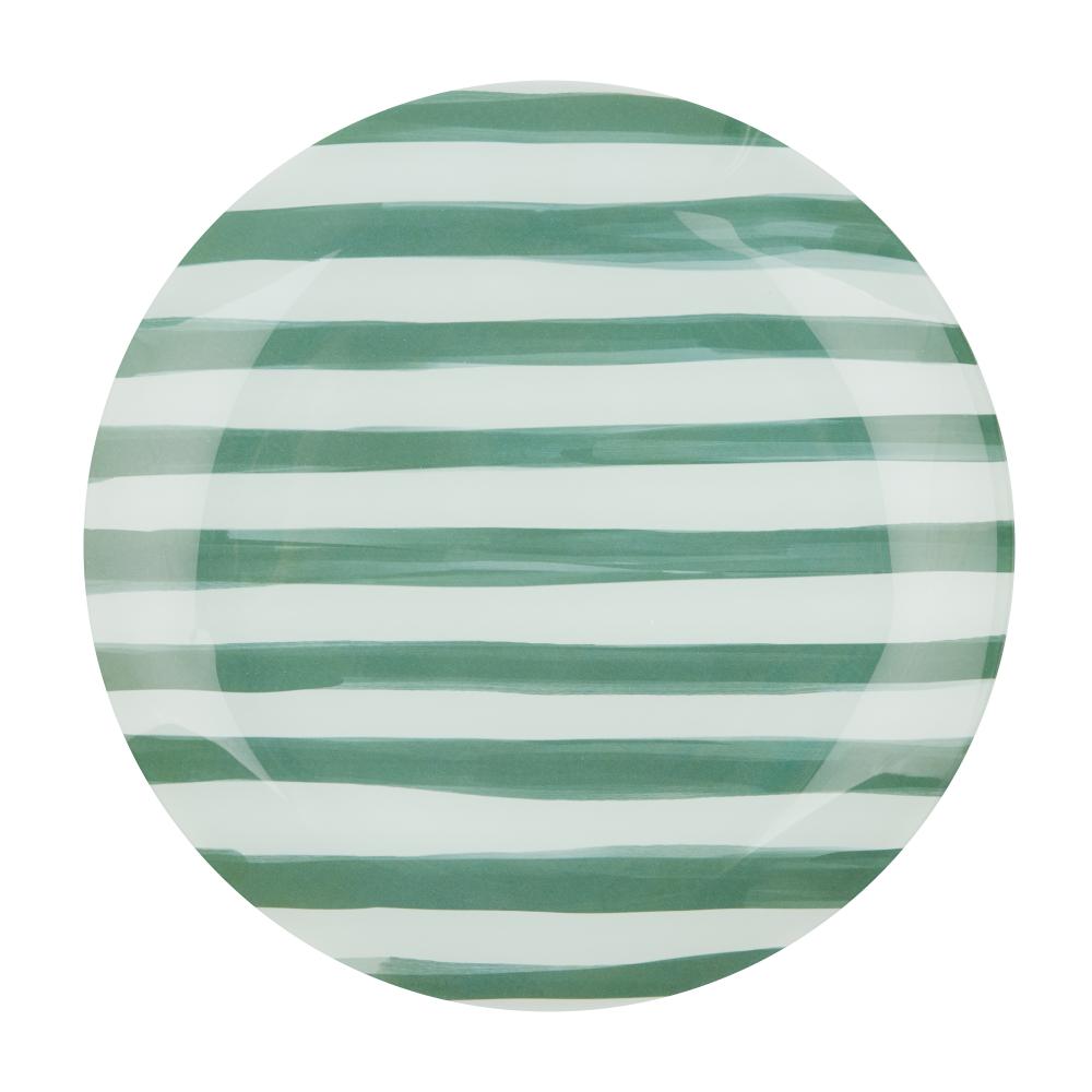 Emporium Lulu Glass Stripe Plate Green at House