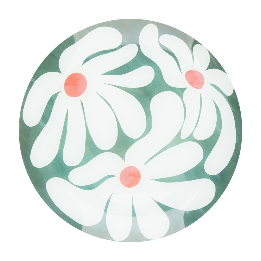 Green with plate with white flowers -Emporium Lulu Glass Flower Plate 16cm - House