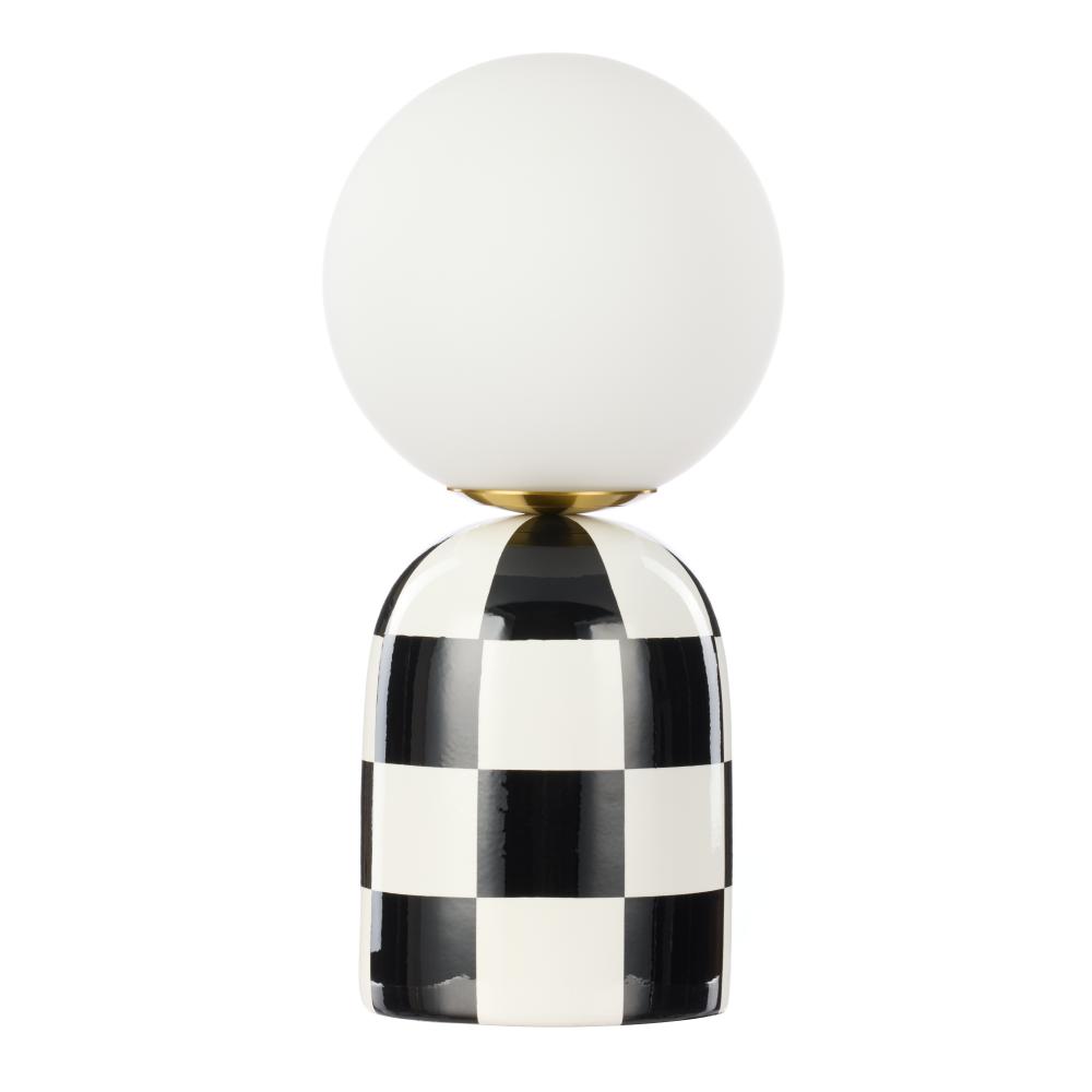 Black and White Check with round head lamp - Emporium Archie Table Lamp - House
