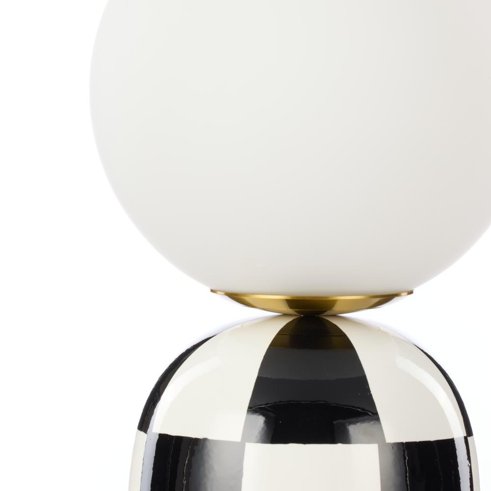 Black and White Check with round head lamp - Emporium Archie Table Lamp - House